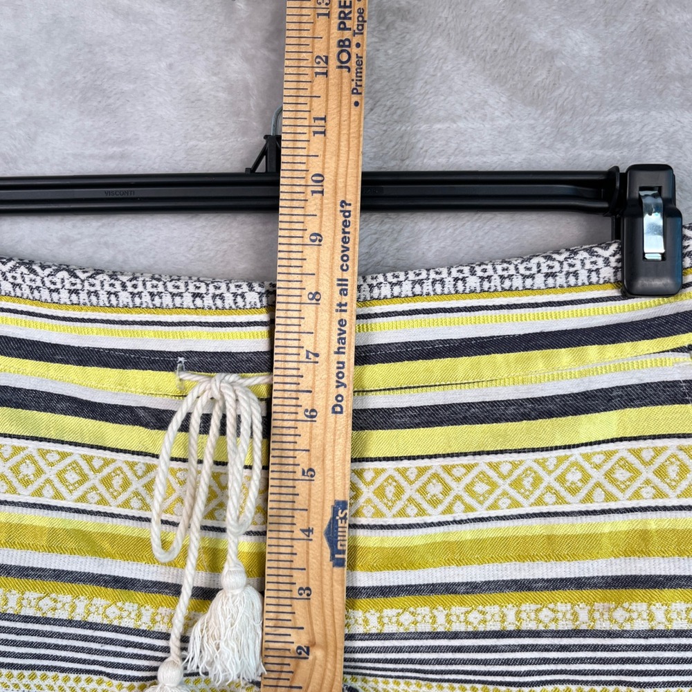 Boho Shorts Tassels 00 S Ann Taylor Loft Yellow Striped Festival Beachy Coastal - Picture 8 of 10
